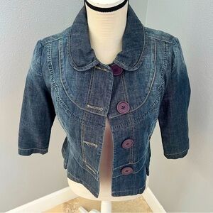 DKNY JEANS Vintage Jacket Women Denim Blazer 3/4 Sleeve Jacket Size M